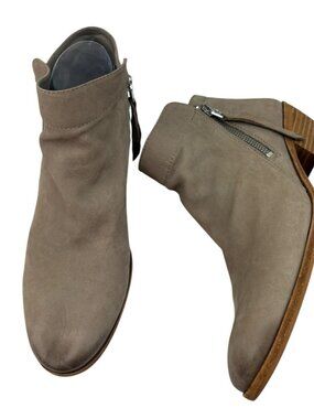 *Sam Edelman Packer Boots Womens Size 9.5 Taupe Leather Double Zip Casual Bootie